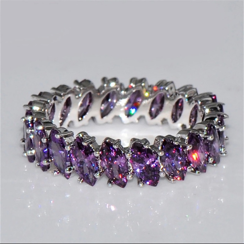 Infinity purple crystal ring
